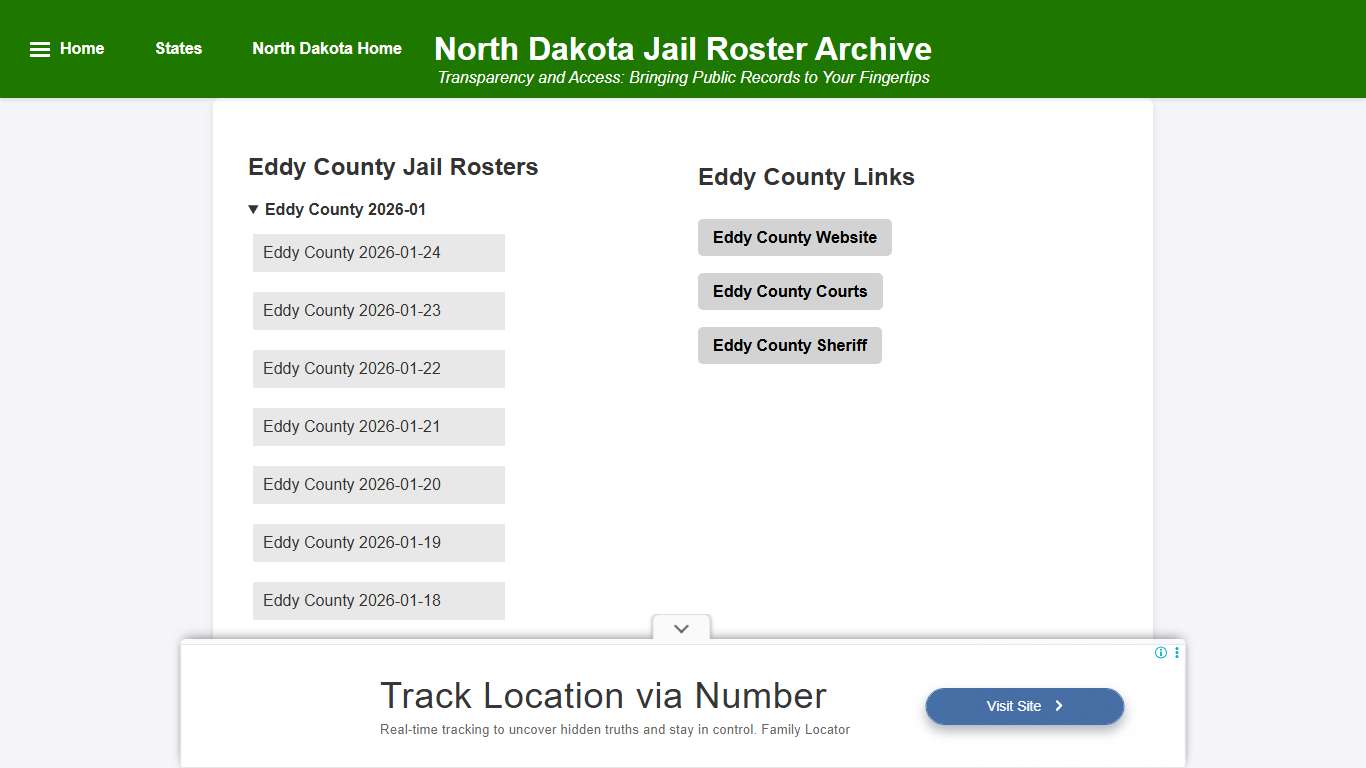 Eddy County - North Dakota Jail Rosters